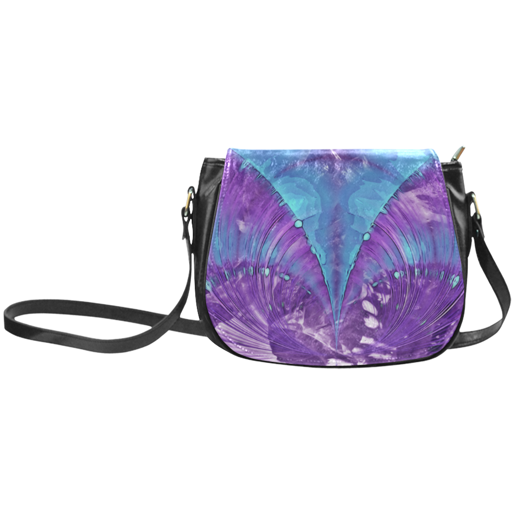 Abstract Fractal Painting - blue magenta pink Classic Saddle Bag/Large (Model 1648)