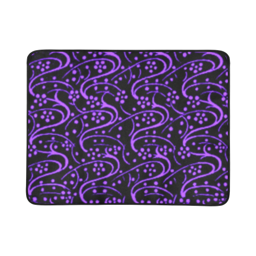 Vintage Swirl Floral Purple Black Beach Mat 78"x 60"