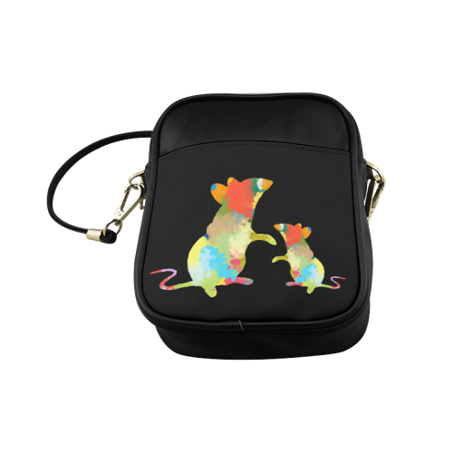 Mouse Shape Colorful Splash Design Sling Bag (Model 1627)