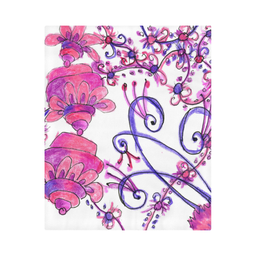 Pink Flower Garden Zendoodle, Purple Gardenscape Duvet Cover 86"x70" ( All-over-print)