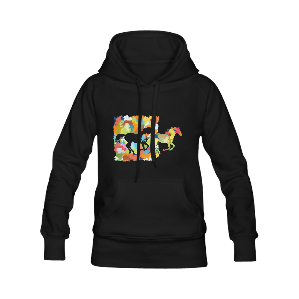 Horse  Shape Galloping out of Colorful Splash Women's Classic Hoodies (Model H07)