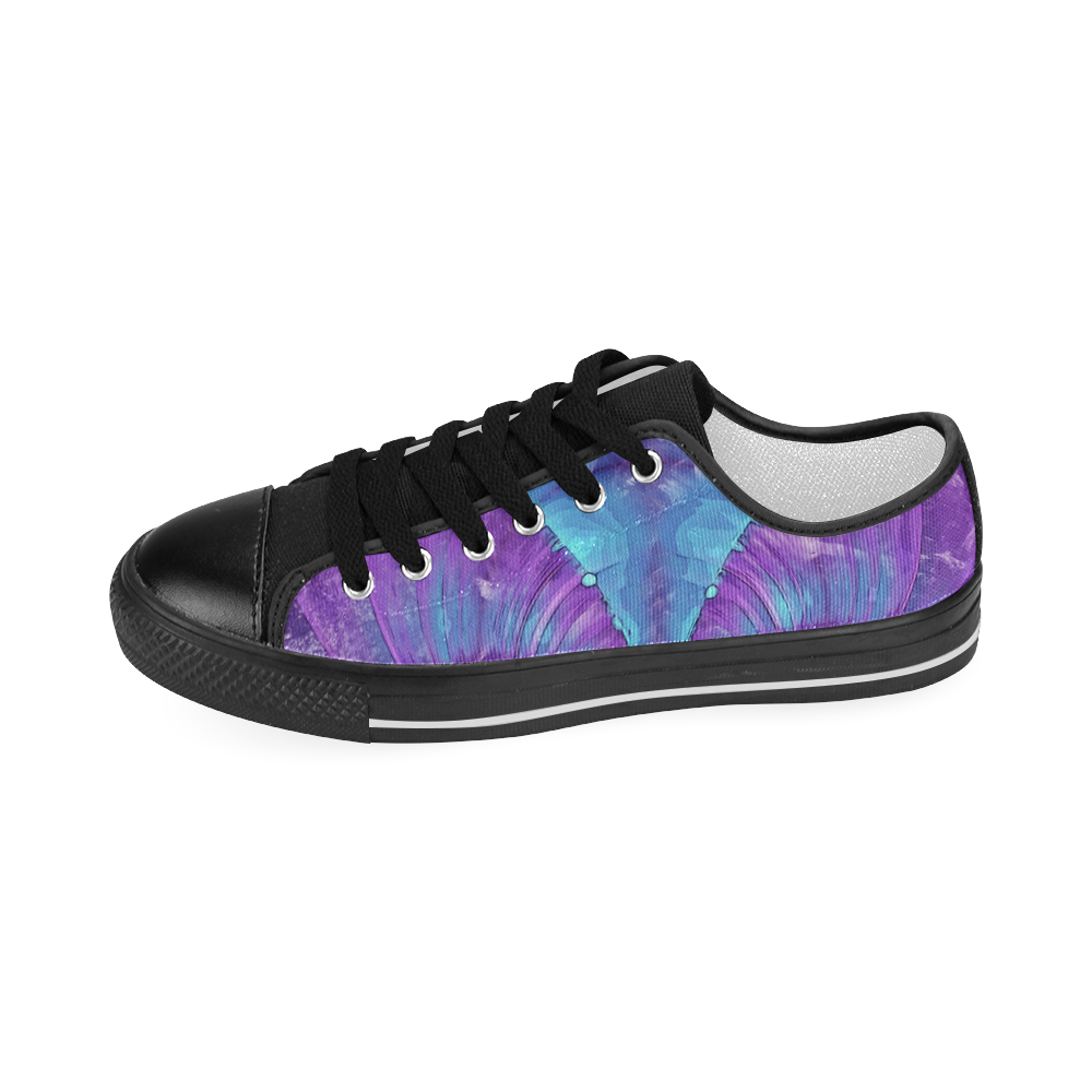 Abstract Fractal Painting - blue magenta pink Women's Classic Canvas Shoes (Model 018)