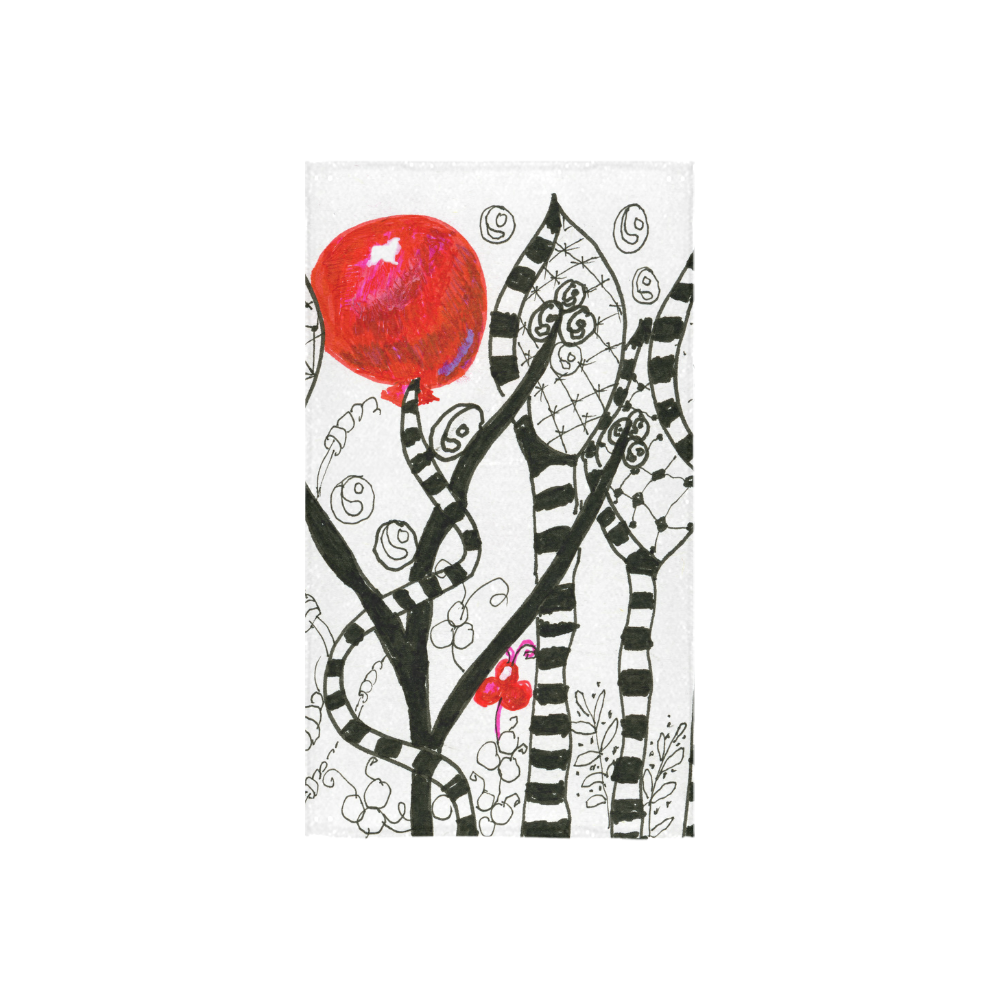 Red Balloon Zendoodle in Fanciful Forest Garden Custom Towel 16"x28"