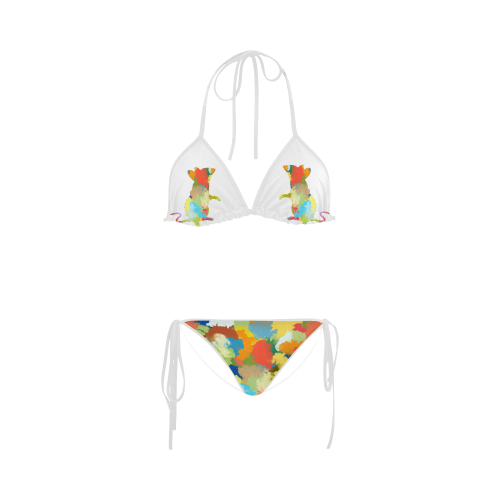 Mouse Shape Colorful Splash Design Custom Bikini Swimsuit