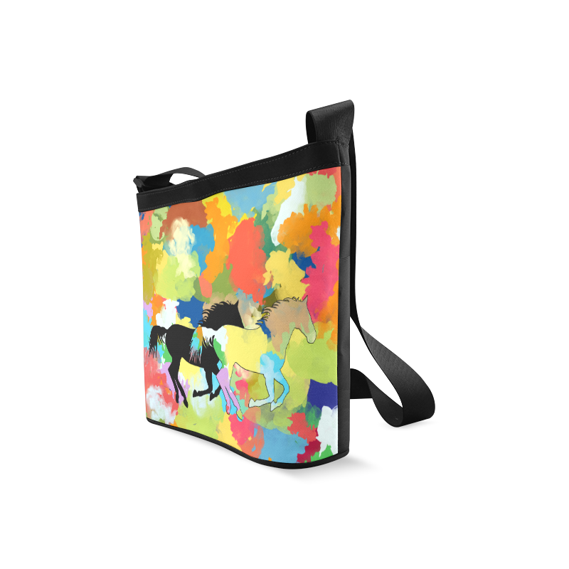 Horse Galloping out of Colorful Splash Crossbody Bags (Model 1613)