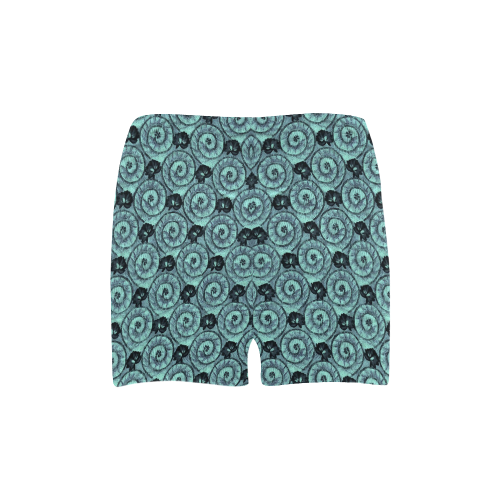 Shells and Flowers Teal Briseis Skinny Shorts (Model L04)