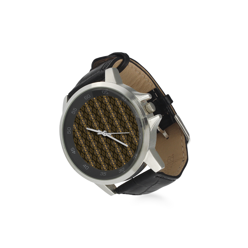 pattern2 Unisex Stainless Steel Leather Strap Watch(Model 202)