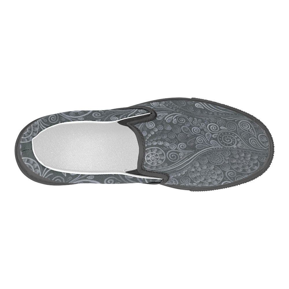 Soft Blue 3D Ornamental Men's Slip-on Canvas Shoes (Model 019)