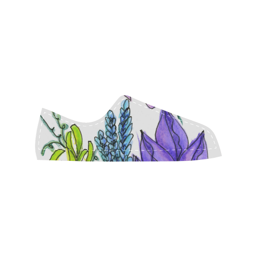 Purple Green Blue Flower Garden, Dancing Zendoodle Women's Classic Canvas Shoes (Model 018)
