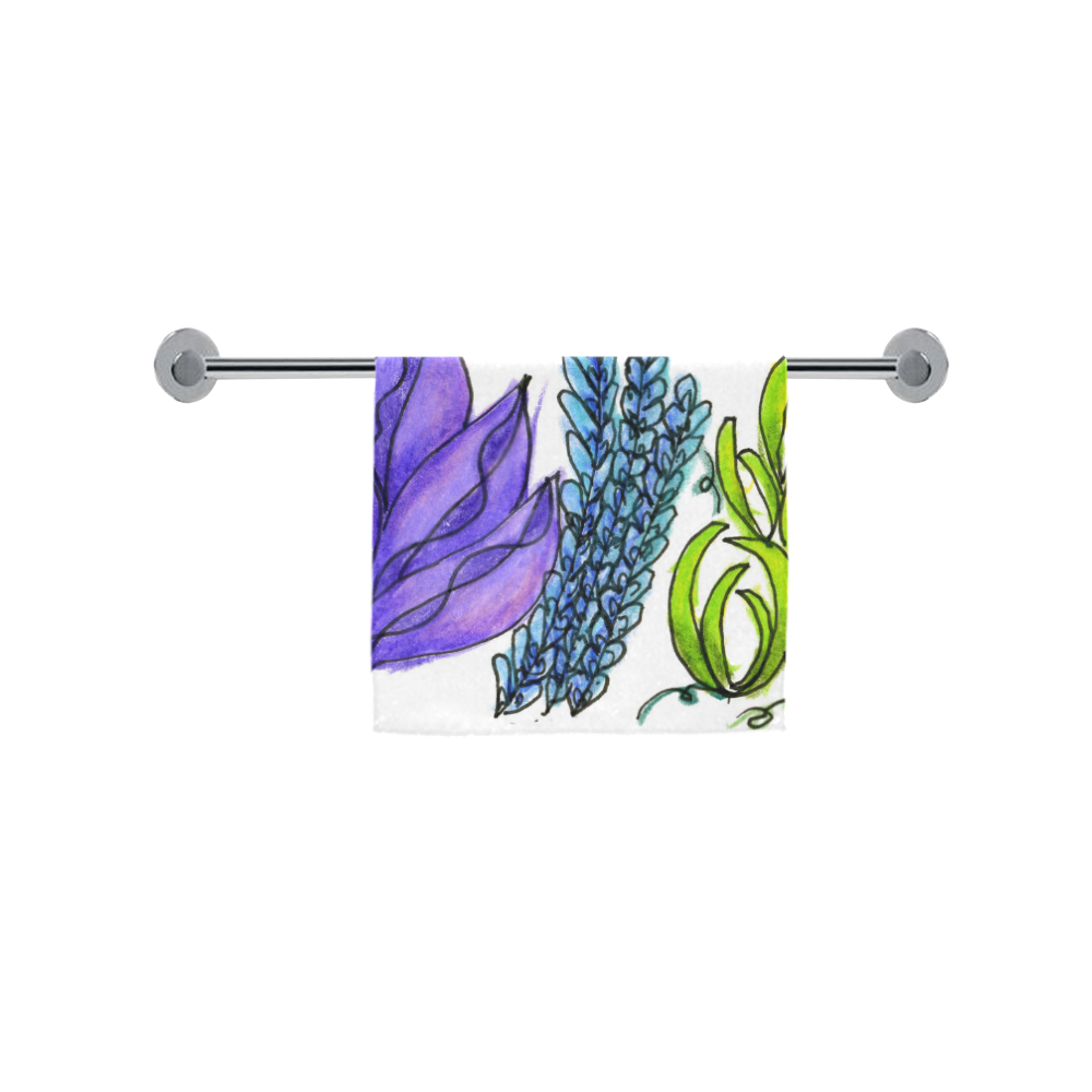Purple Green Blue Flower Garden, Dancing Zendoodle Custom Towel 16"x28"