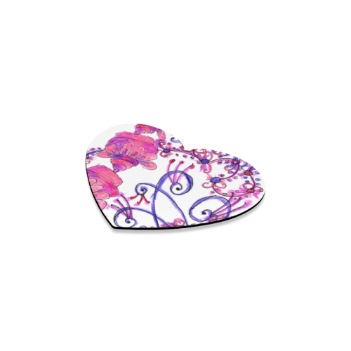 Pink Flower Garden Zendoodle, Purple Gardenscape Heart Coaster