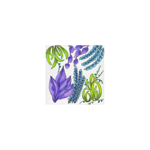 Purple Green Blue Flower Garden, Dancing Zendoodle Square Towel 13“x13”