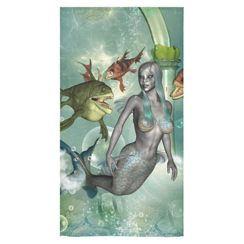 Beautiful dark mermaid with fantasy fish Bath Towel 30"x56"