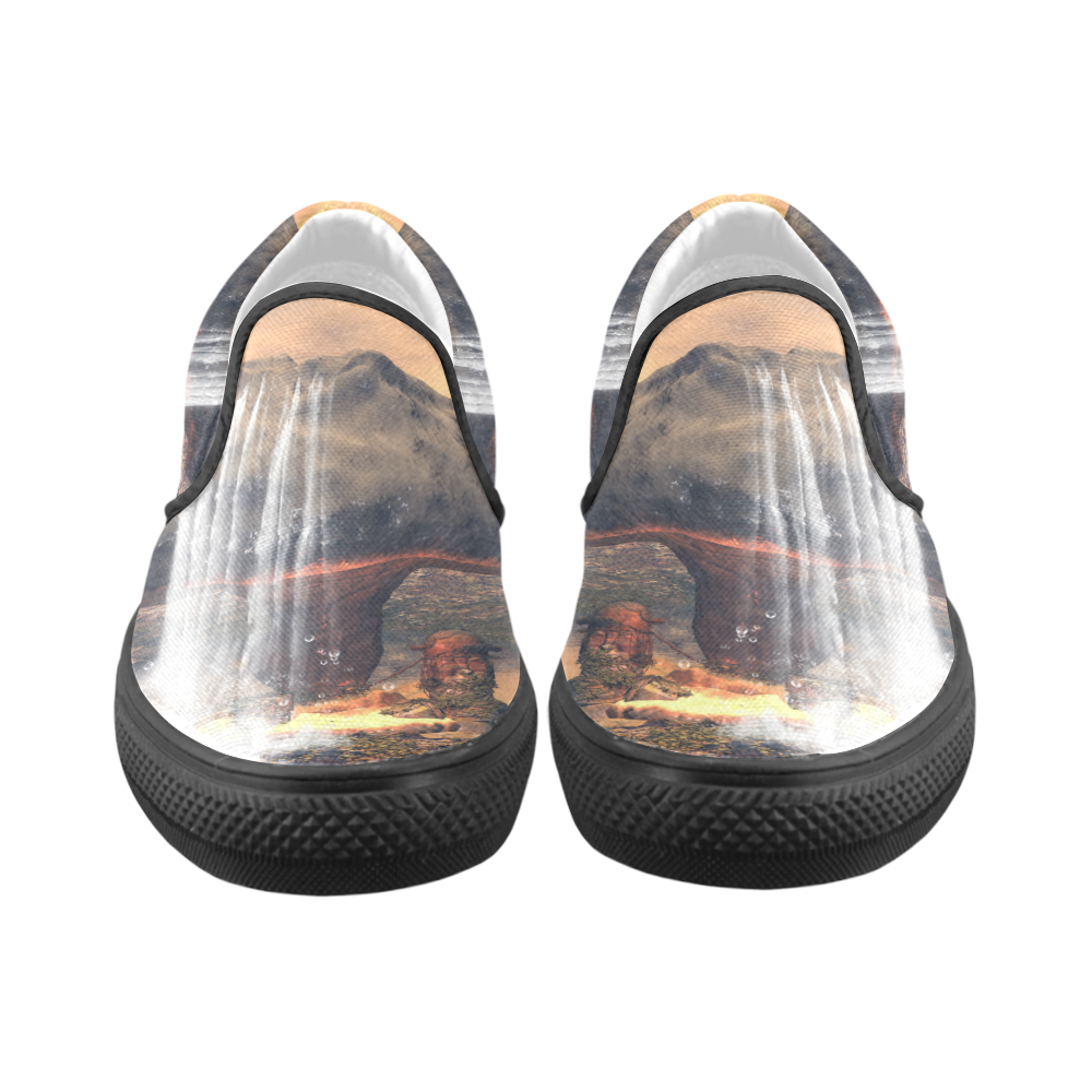 Awesome seascape Women's Unusual Slip-on Canvas Shoes (Model 019)