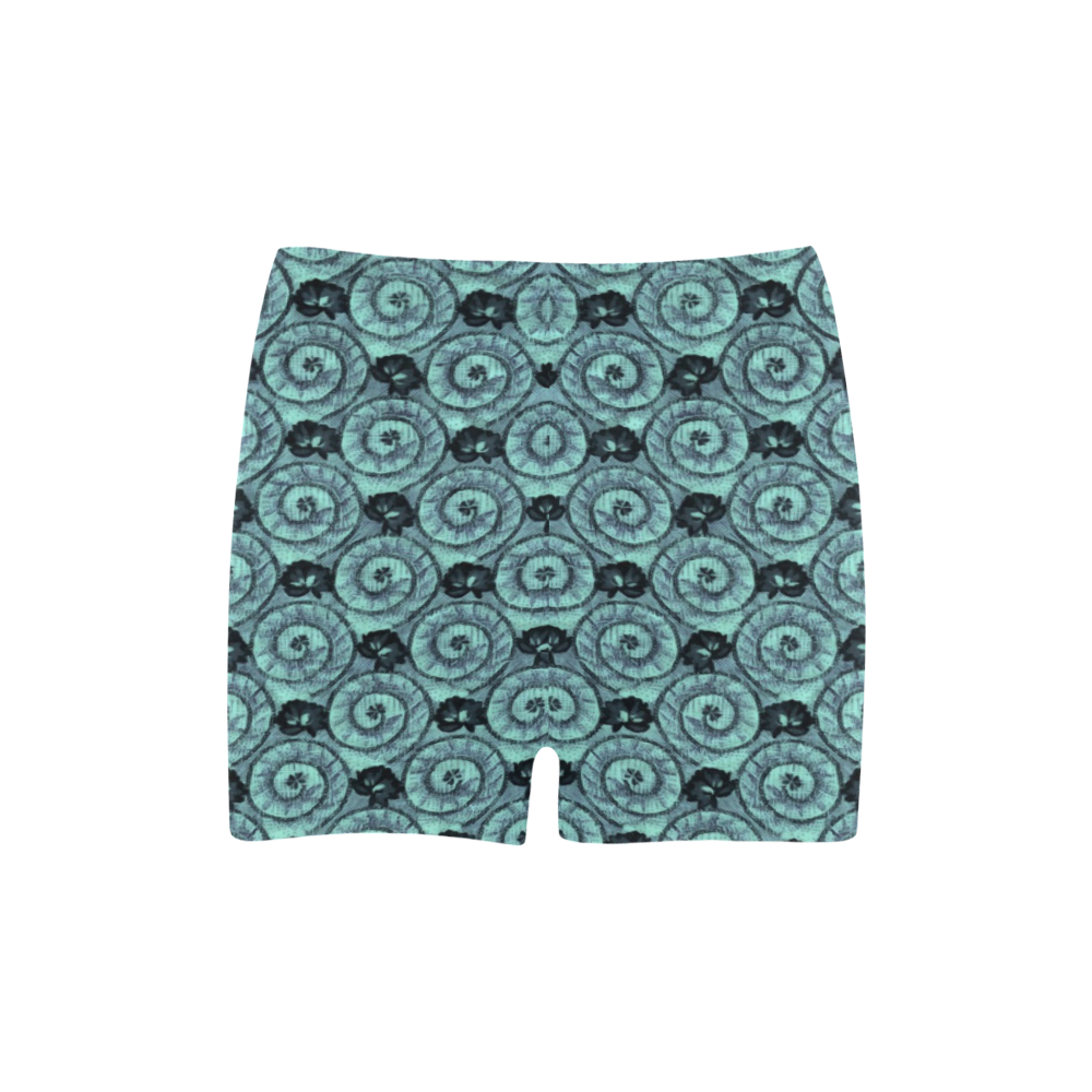 Shells and Flowers Teal Briseis Skinny Shorts (Model L04)