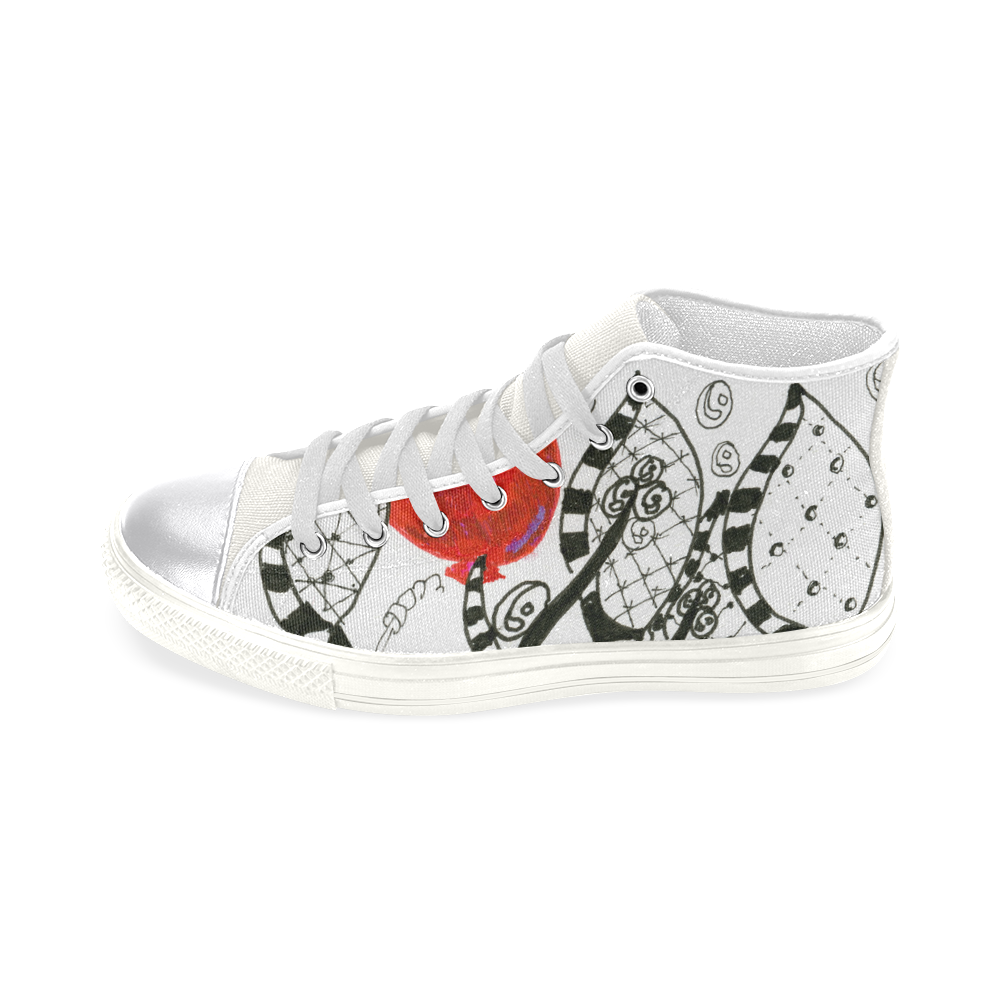 Red Balloon Zendoodle in Fanciful Forest Garden Women's Classic High Top Canvas Shoes (Model 017)