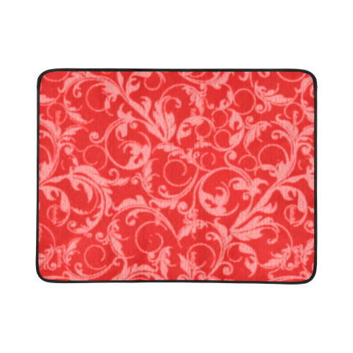 Vintage Swirls Coral Red Beach Mat 78"x 60"