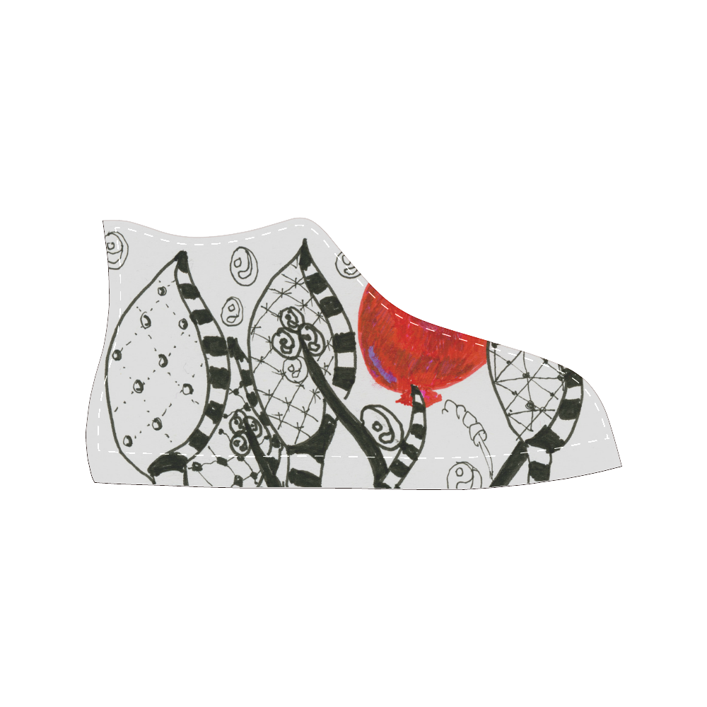 Red Balloon Zendoodle in Fanciful Forest Garden Women's Classic High Top Canvas Shoes (Model 017)
