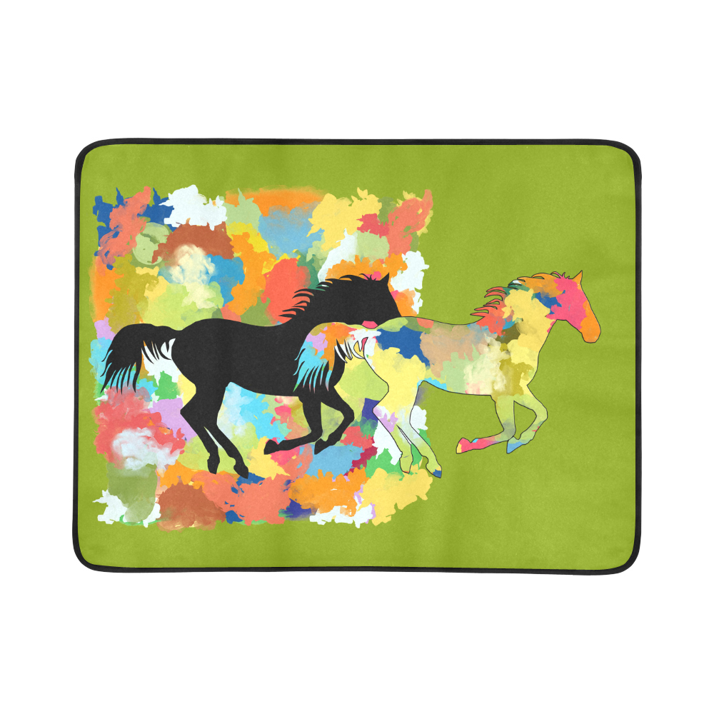 Horse  Shape Galloping out of Colorful Splash Beach Mat 78"x 60"