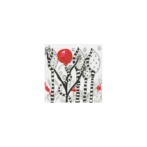 Red Balloon Zendoodle in Fanciful Forest Garden Square Towel 13“x13”