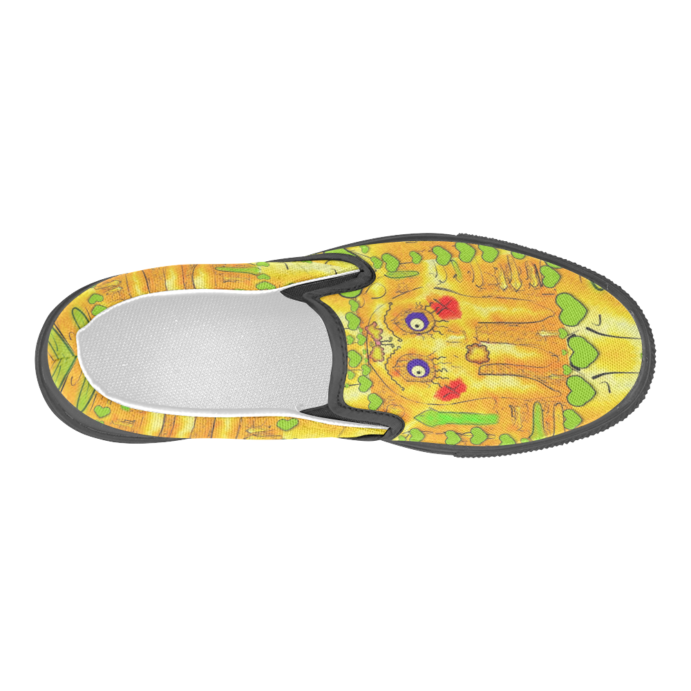 Mister Jellyfish the octopus with friend Men's Slip-on Canvas Shoes (Model 019)