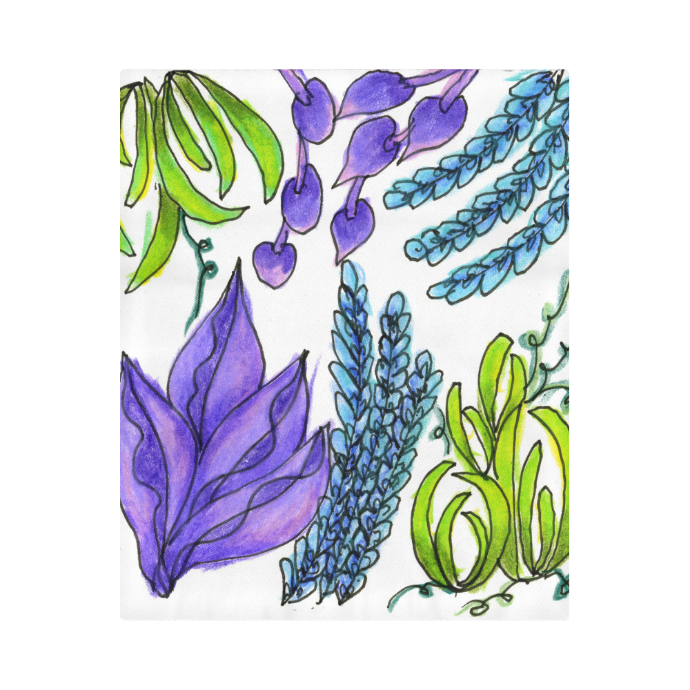 Purple Green Blue Flower Garden, Dancing Zendoodle Duvet Cover 86"x70" ( All-over-print)