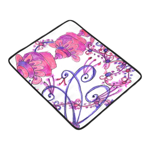 Pink Flower Garden Zendoodle, Purple Gardenscape Beach Mat 78"x 60"