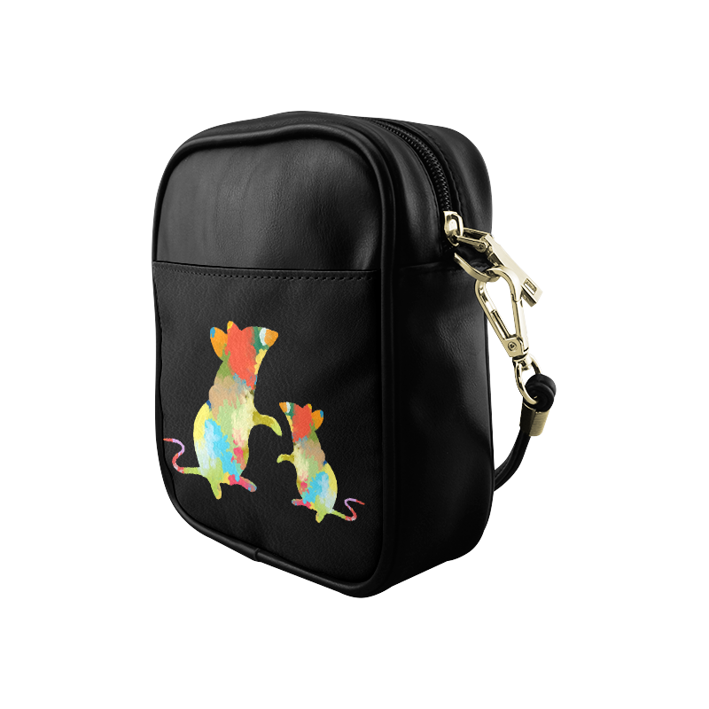 Mouse Shape Colorful Splash Design Sling Bag (Model 1627)