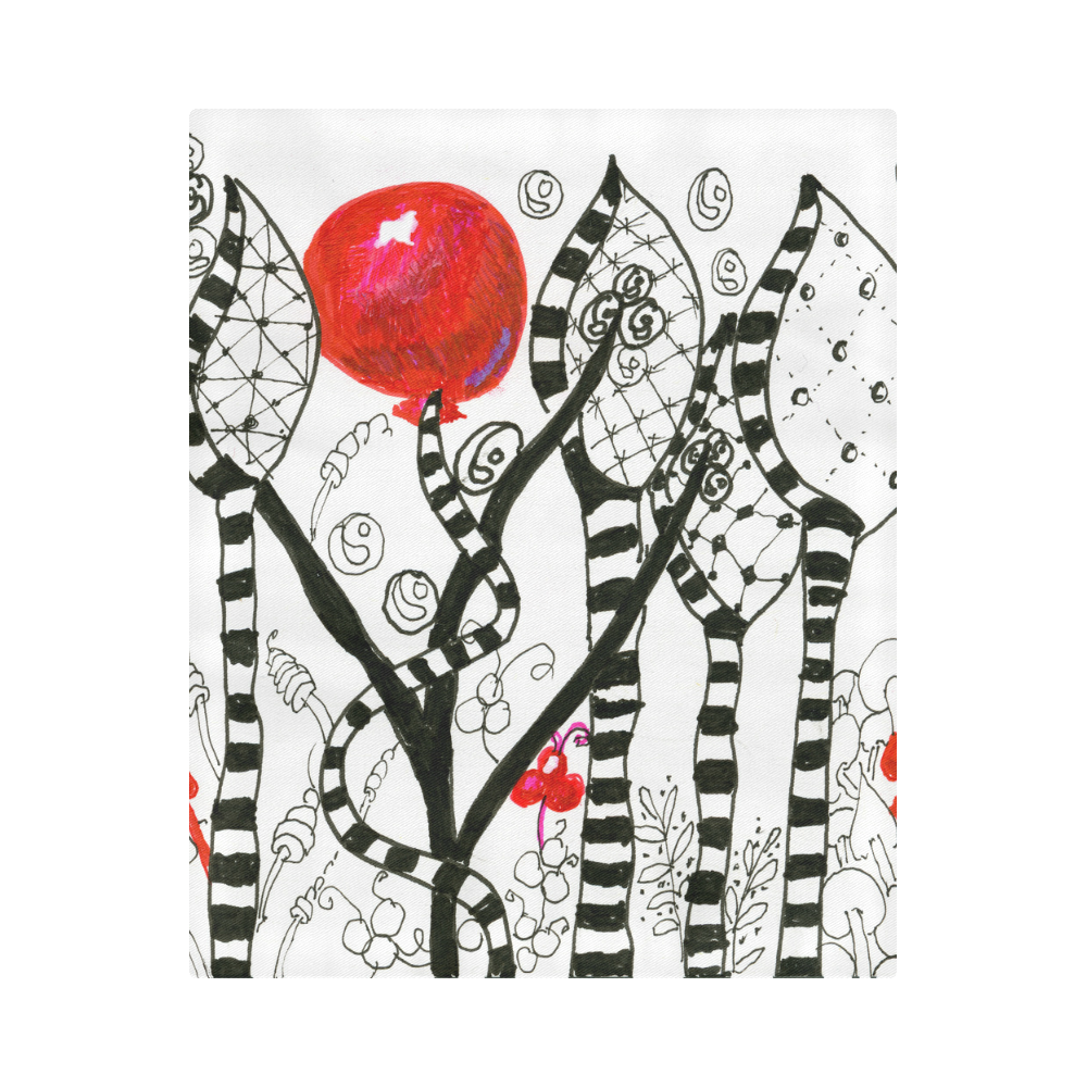 Red Balloon Zendoodle in Fanciful Forest Garden Duvet Cover 86"x70" ( All-over-print)