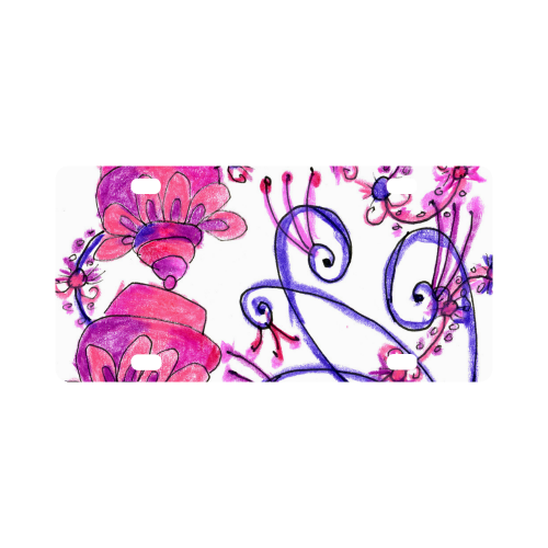 Pink Flower Garden Zendoodle, Purple Gardenscape Classic License Plate