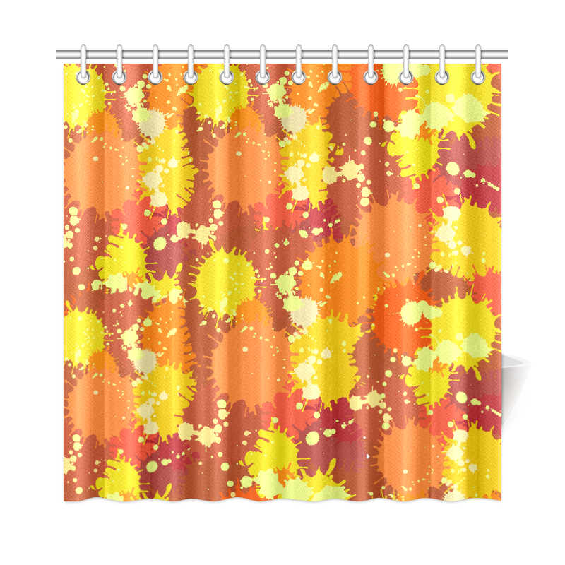 Summer Orange Yellow Splash Painting Shower Curtain 72"x72"
