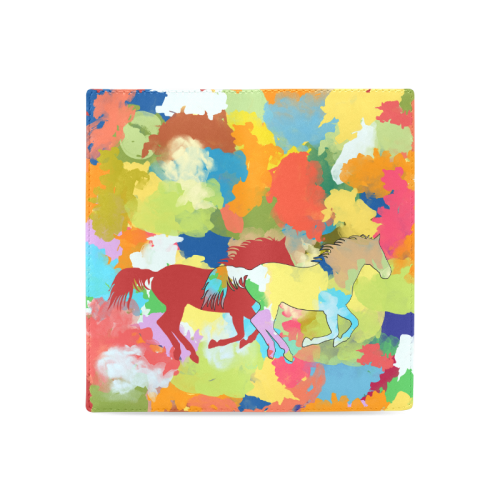 Horse Galloping out of Colorful Splash Women's Leather Wallet (Model 1611)