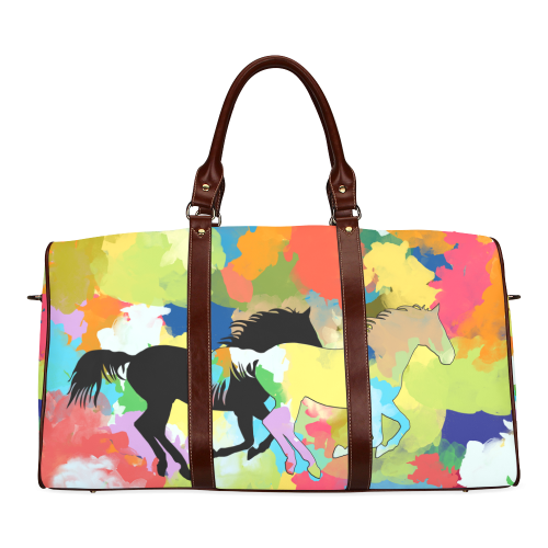 Horse Galloping out of Colorful Splash Waterproof Travel Bag/Small (Model 1639)