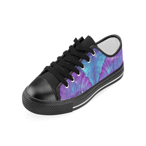 Abstract Fractal Painting - blue magenta pink Women's Classic Canvas Shoes (Model 018)