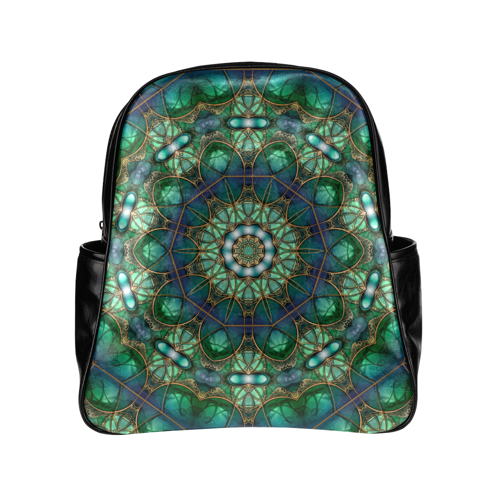 Emerald Kaleidoscope Multi-Pockets Backpack (Model 1636)