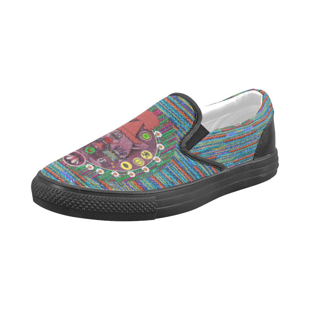 Peace In The Troll wood Men's Slip-on Canvas Shoes (Model 019)