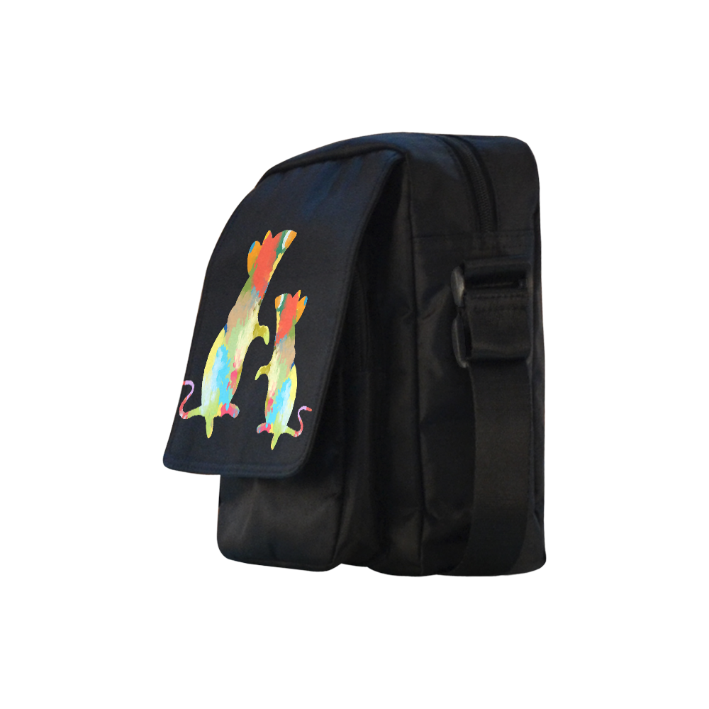 Mouse Shape Colorful Splash Design Crossbody Nylon Bags (Model 1633)