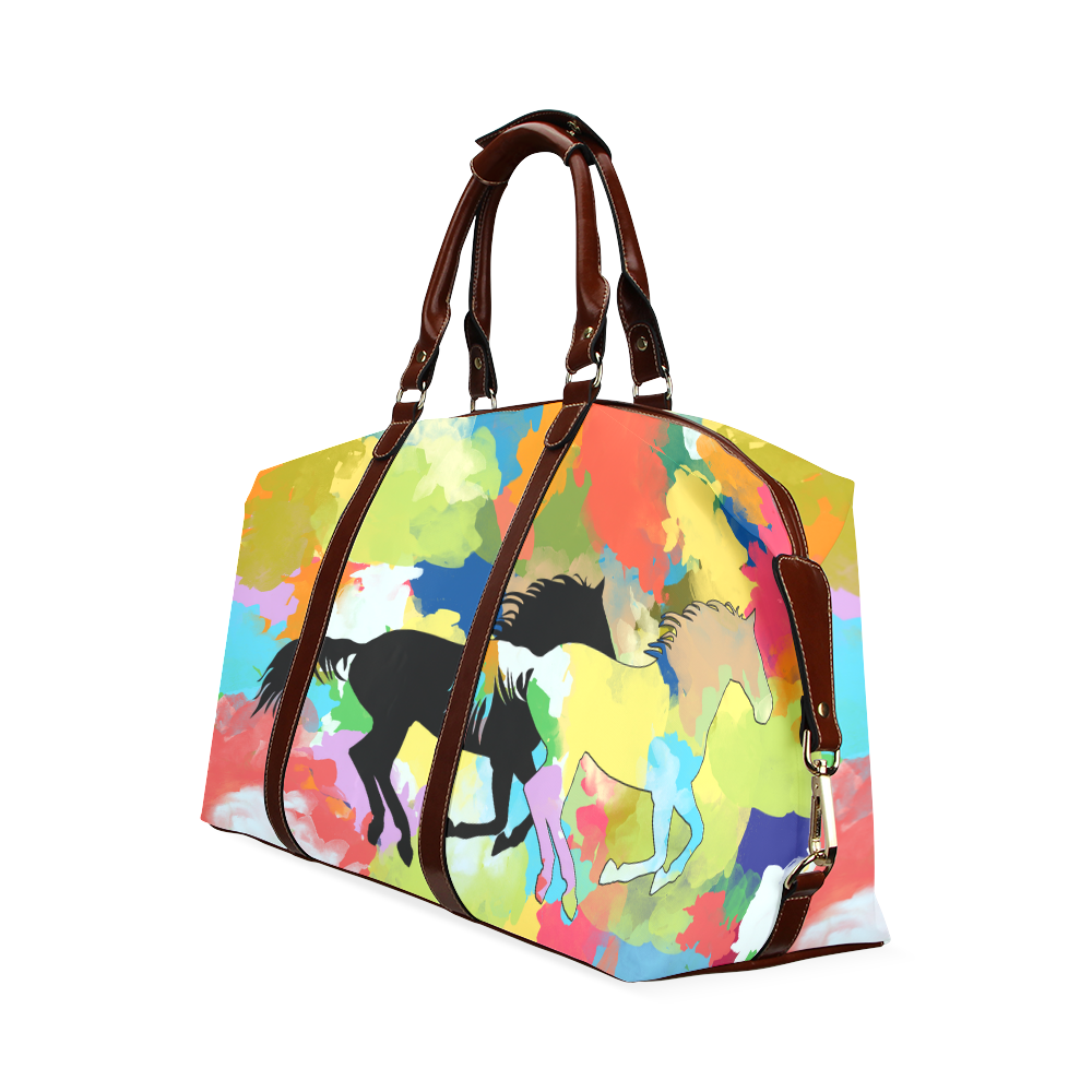 Horse Galloping out of Colorful Splash Classic Travel Bag (Model 1643)