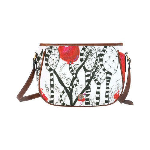 Red Balloon Zendoodle in Fanciful Forest Garden Saddle Bag/Large (Model 1649)