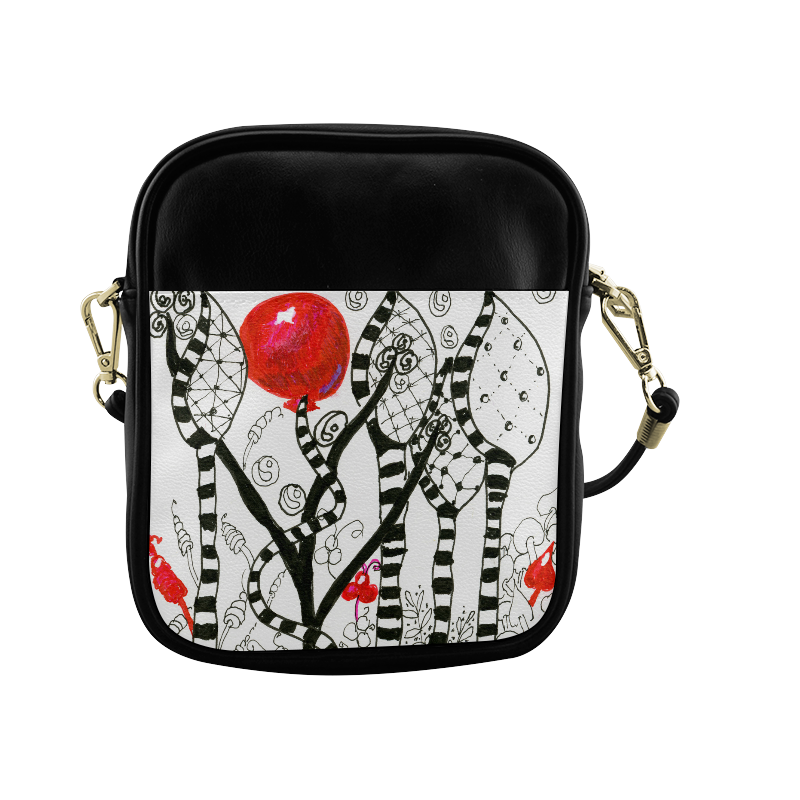 Red Balloon Zendoodle in Fanciful Forest Garden Sling Bag (Model 1627)