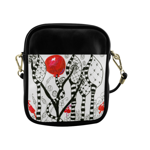 Red Balloon Zendoodle in Fanciful Forest Garden Sling Bag (Model 1627)