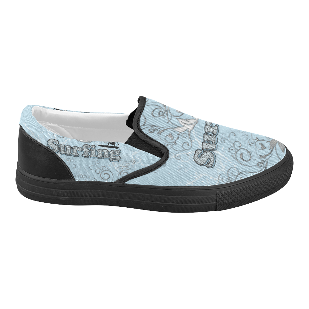 Surfboarder with decorative floral elements Women's Slip-on Canvas Shoes (Model 019)
