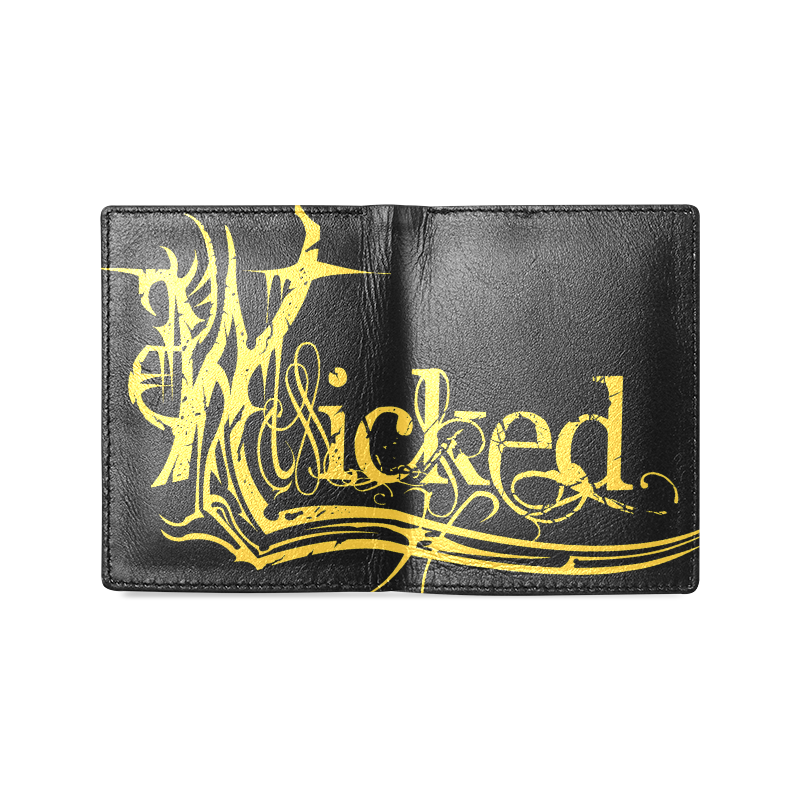 Wicked Yellow Leather Wallet Men's Leather Wallet (Model 1612)