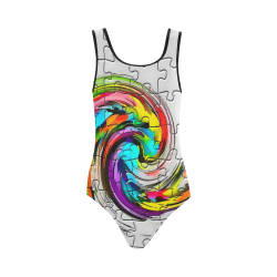 Puzzles Twister by Artdream Vest One Piece Swimsuit (Model S04)