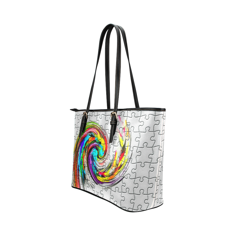 Puzzles Twister by Artdream Leather Tote Bag/Large (Model 1651)