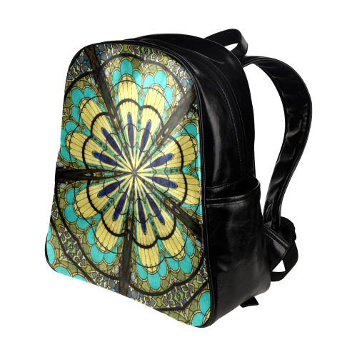 Stained Glass Kaleidoscope Mandala Abstract 5 Multi-Pockets Backpack (Model 1636)