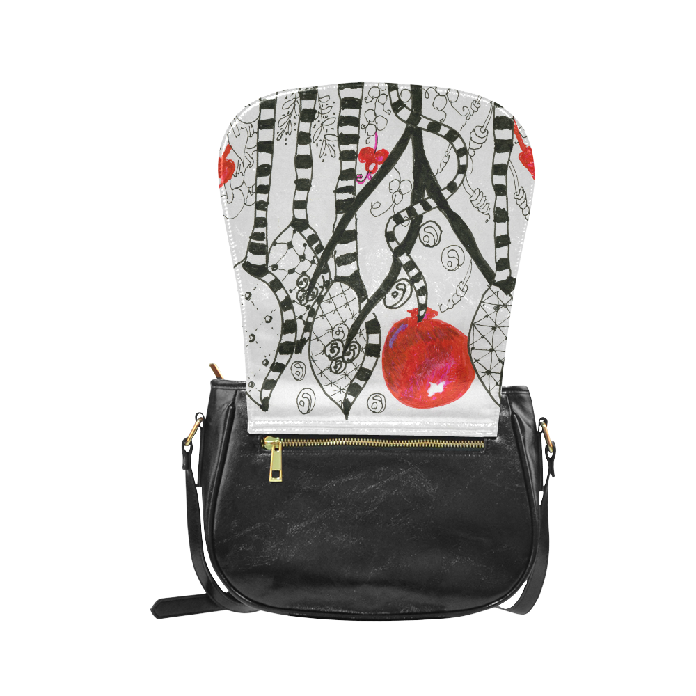 Red Balloon Zendoodle in Fanciful Forest Garden Classic Saddle Bag/Small (Model 1648)