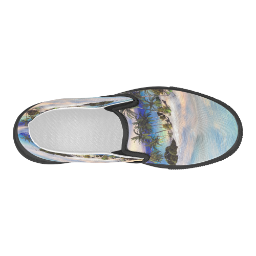 Wonderful view over the sea in the sunset Women's Slip-on Canvas Shoes (Model 019)