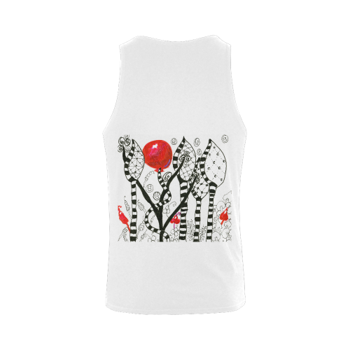 Red Balloon Zendoodle in Fanciful Forest Garden Plus-size Men's Shoulder-Free Tank Top (Model T33)