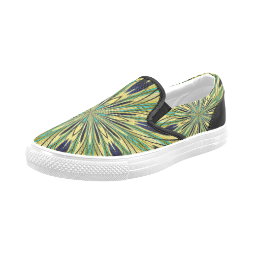 Stained Glass Kaleidoscope Mandala Abstract 2 Men's Slip-on Canvas Shoes (Model 019)